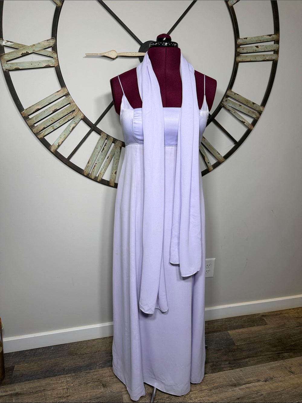 Morgan & Company Women's Lavender Maxi Dress with Scarf